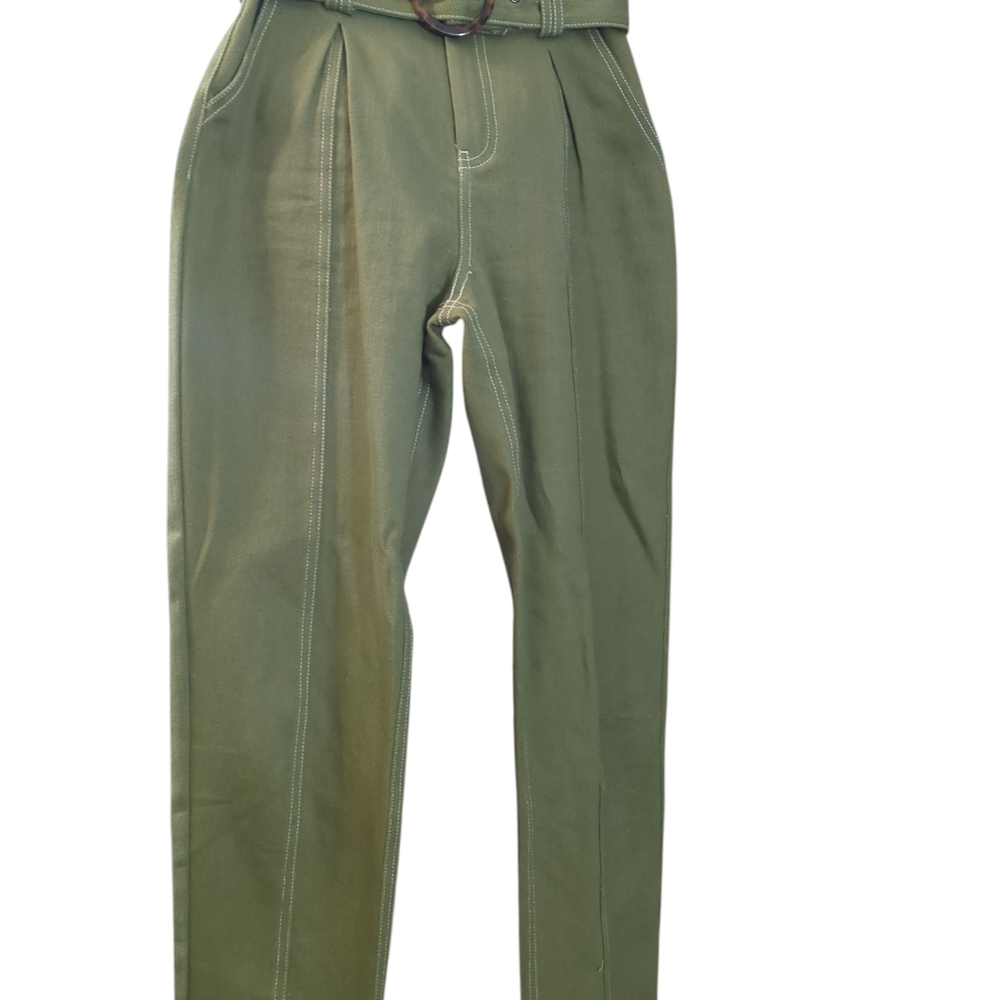 Whiteroom + Cactus Women Olive Green Belted Pants Size Xs - Picture 4 of 10